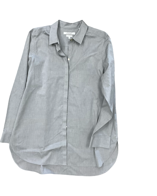 Blouse Ls By Foxcroft In Grey, Size:1X
