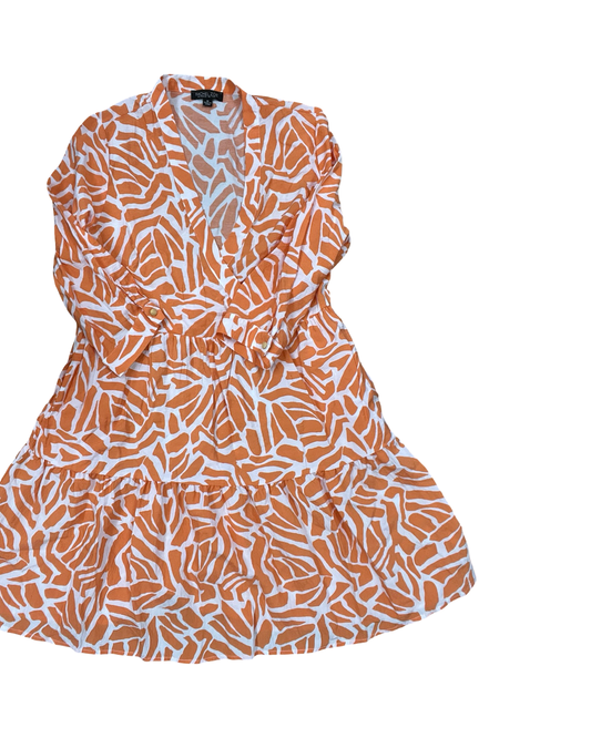 Dress Casual Short By Rachel Zoe In Orange & White, Size:M