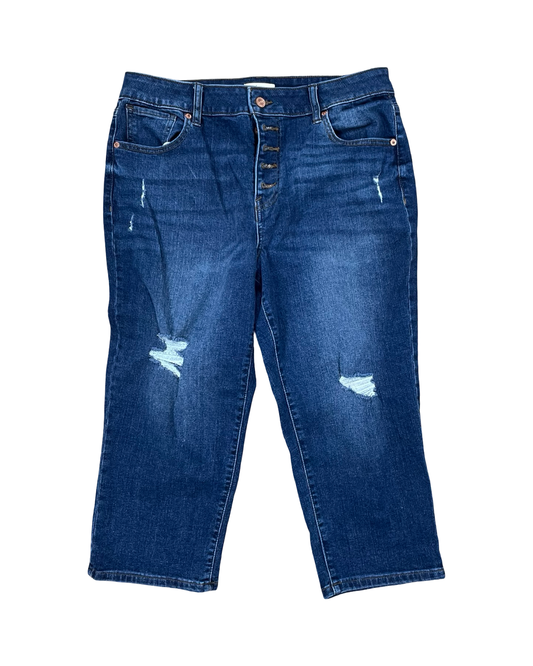 Jeans Cropped By Maurices In Blue Denim, Size:14