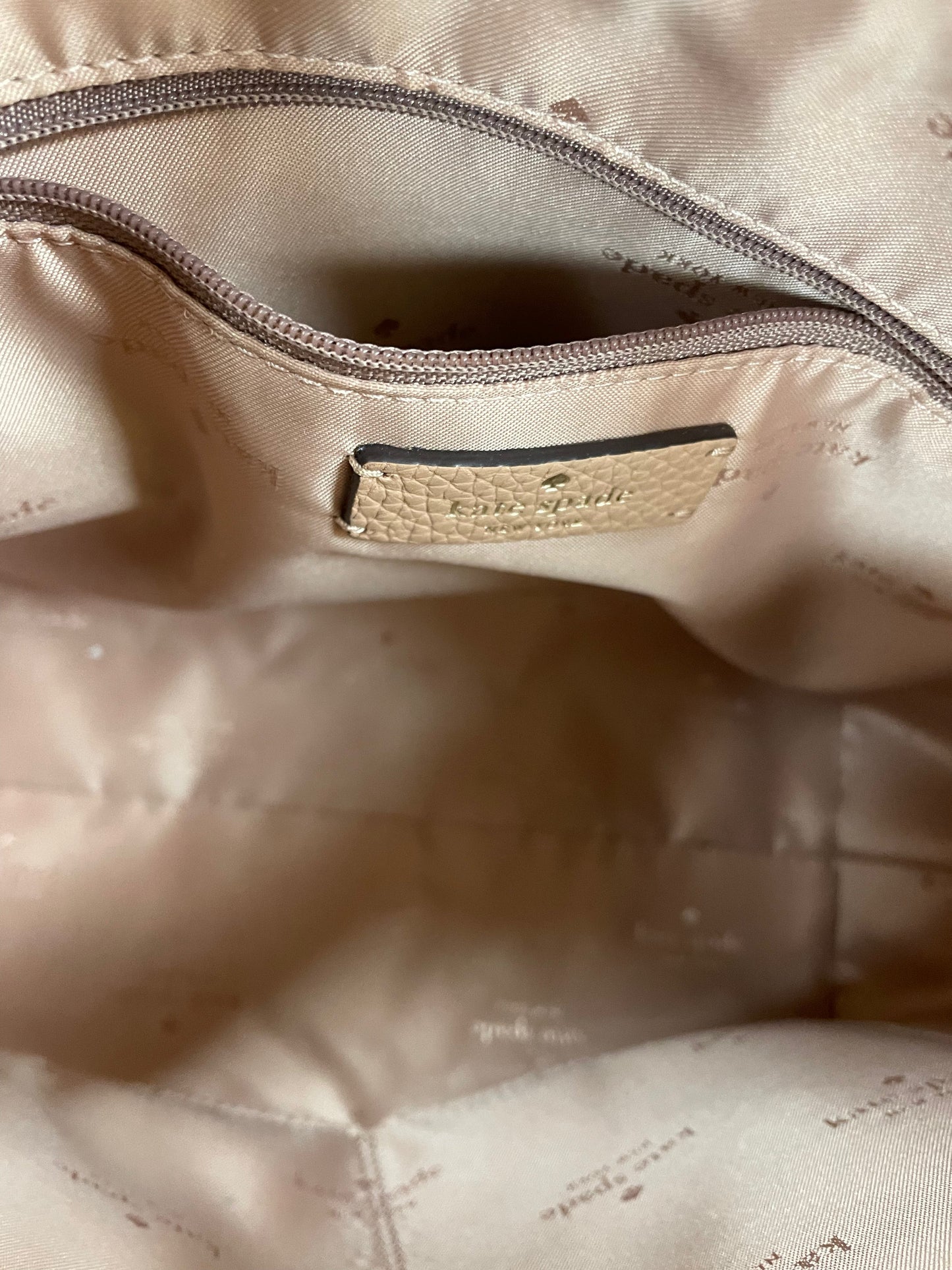 Handbag Designer By Kate Spade In Brown & Cream, Size:Medium
