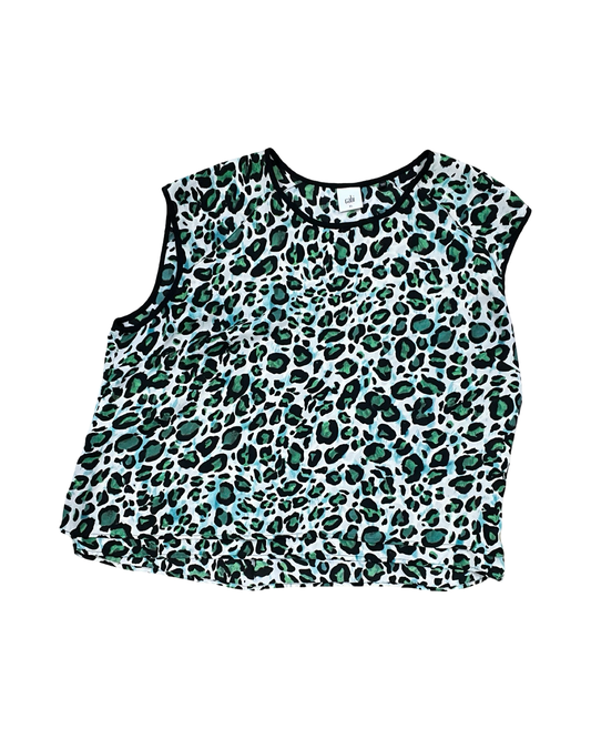 Top Sleeveless By Cabi In Black & Green, Size:Xl