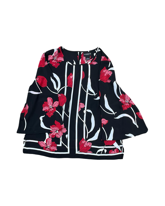 Top 3/4 Sleeve By Liz Claiborne In Black & Red, Size:M
