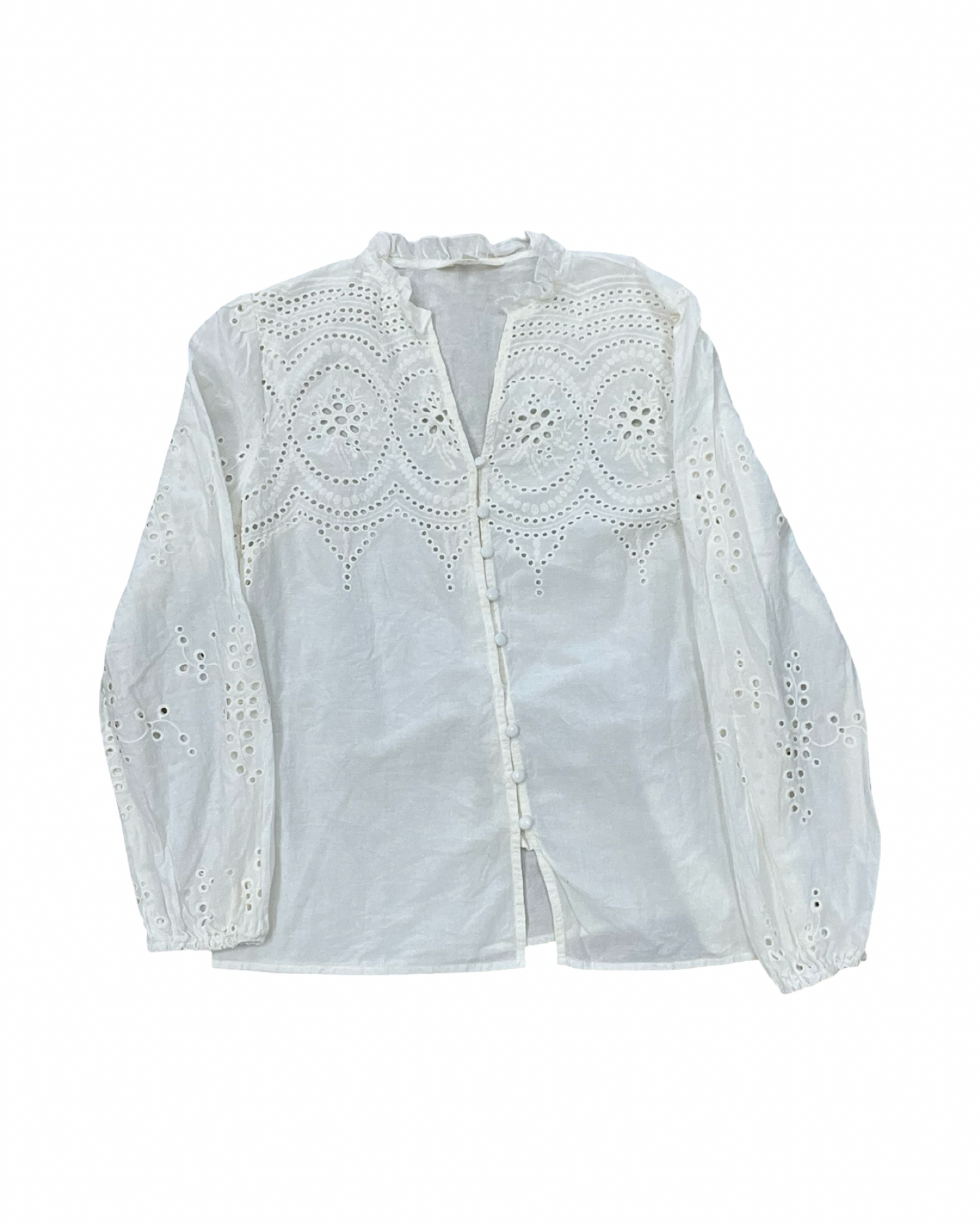 Blouse Ls By Adiva In Cream, Size:M