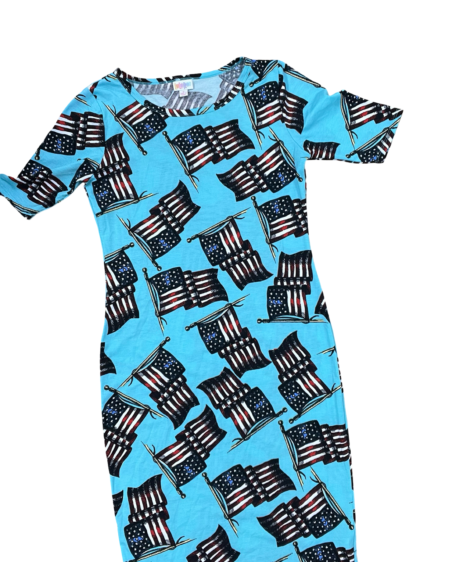 Dress Casual Midi By Lularoe In Blue & Red & White, Size:S