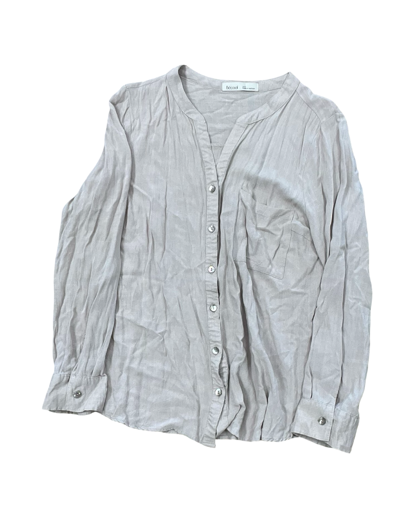 Blouse 3/4 Sleeve By Be Cool In Tan, Size:L