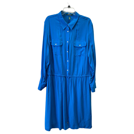 Dress Casual Midi By Lauren By Ralph Lauren In Blue, Size:2X