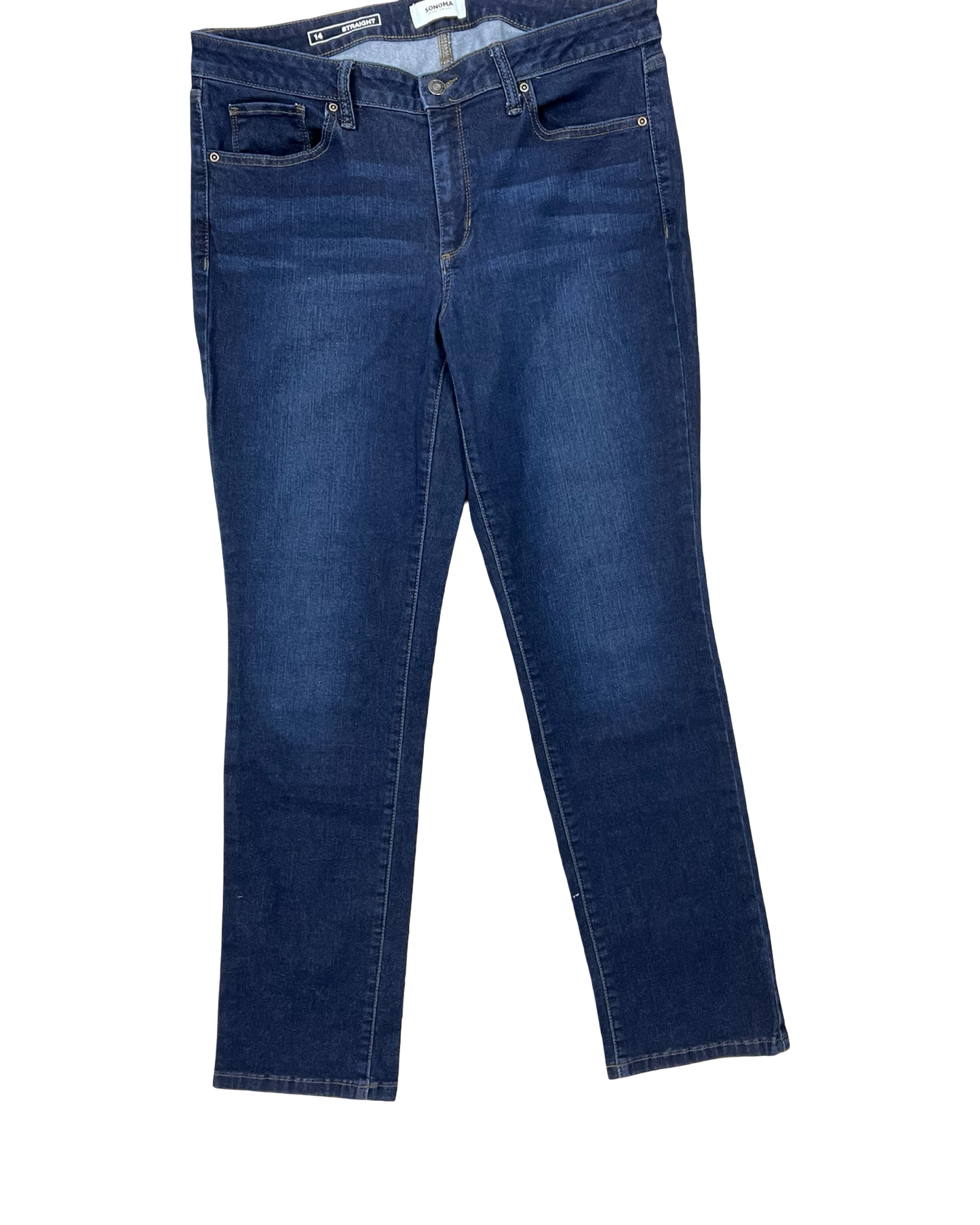 Jeans Straight By Sonoma In Blue Denim, Size:14