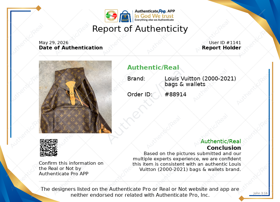 Backpack Luxury Designer By Louis Vuitton In Brown, Size:Medium
