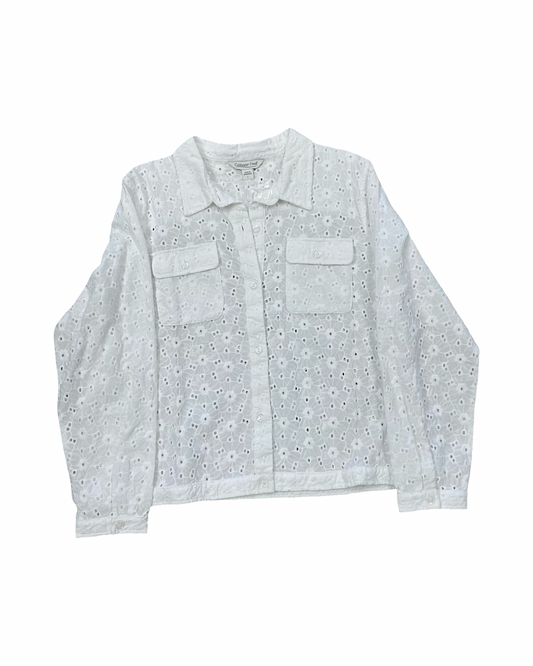 Blouse Ls By Coldwater Creek In White, Size:L