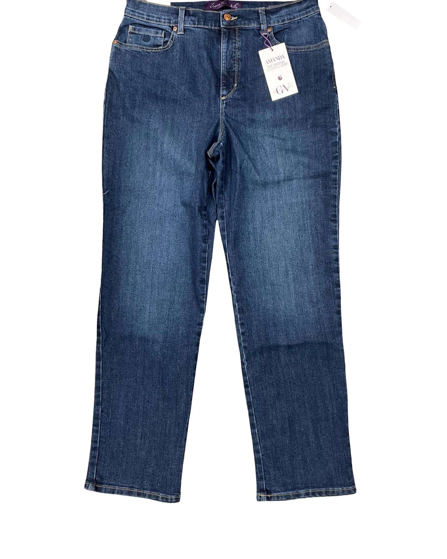 Jeans Straight By Gloria Vanderbilt In Blue Denim, Size:12