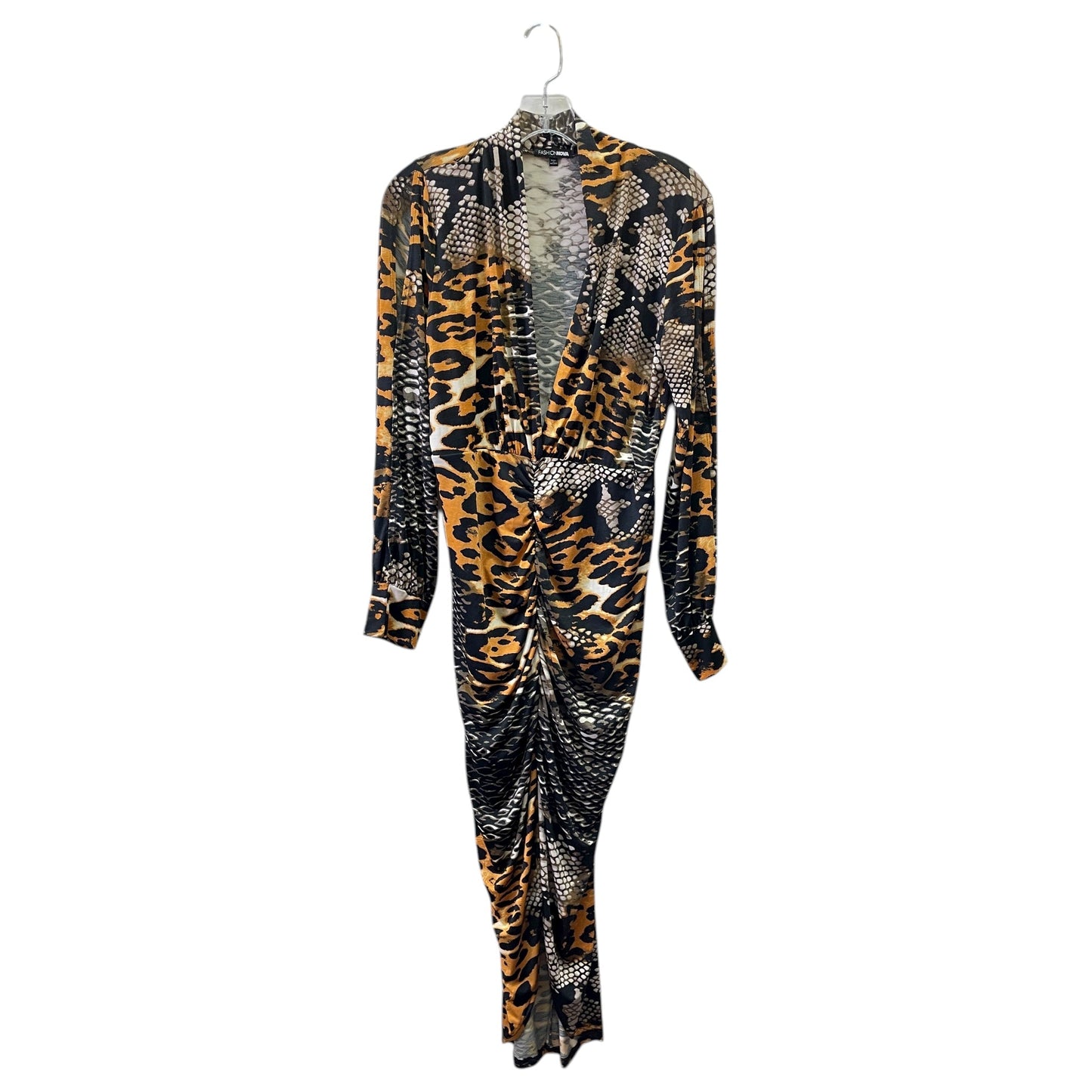 Dress Casual Midi By Fashion Nova In Animal Print, Size:S