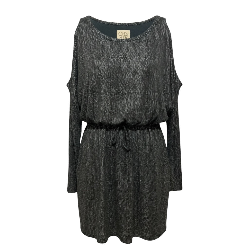 Cold Shoulder Dress Party Short By Chaser In Gold & Green, Size: S