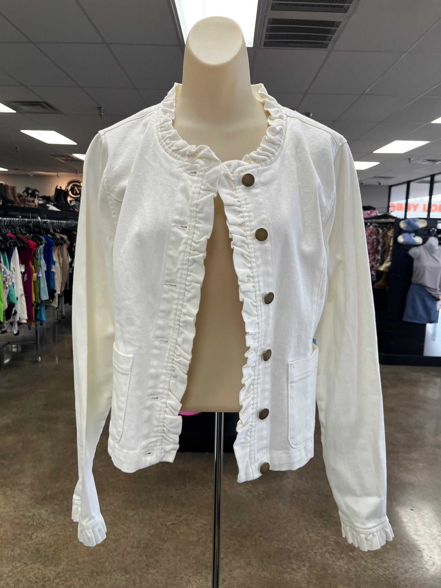Jacket Denim By Draper James In White, Size:L
