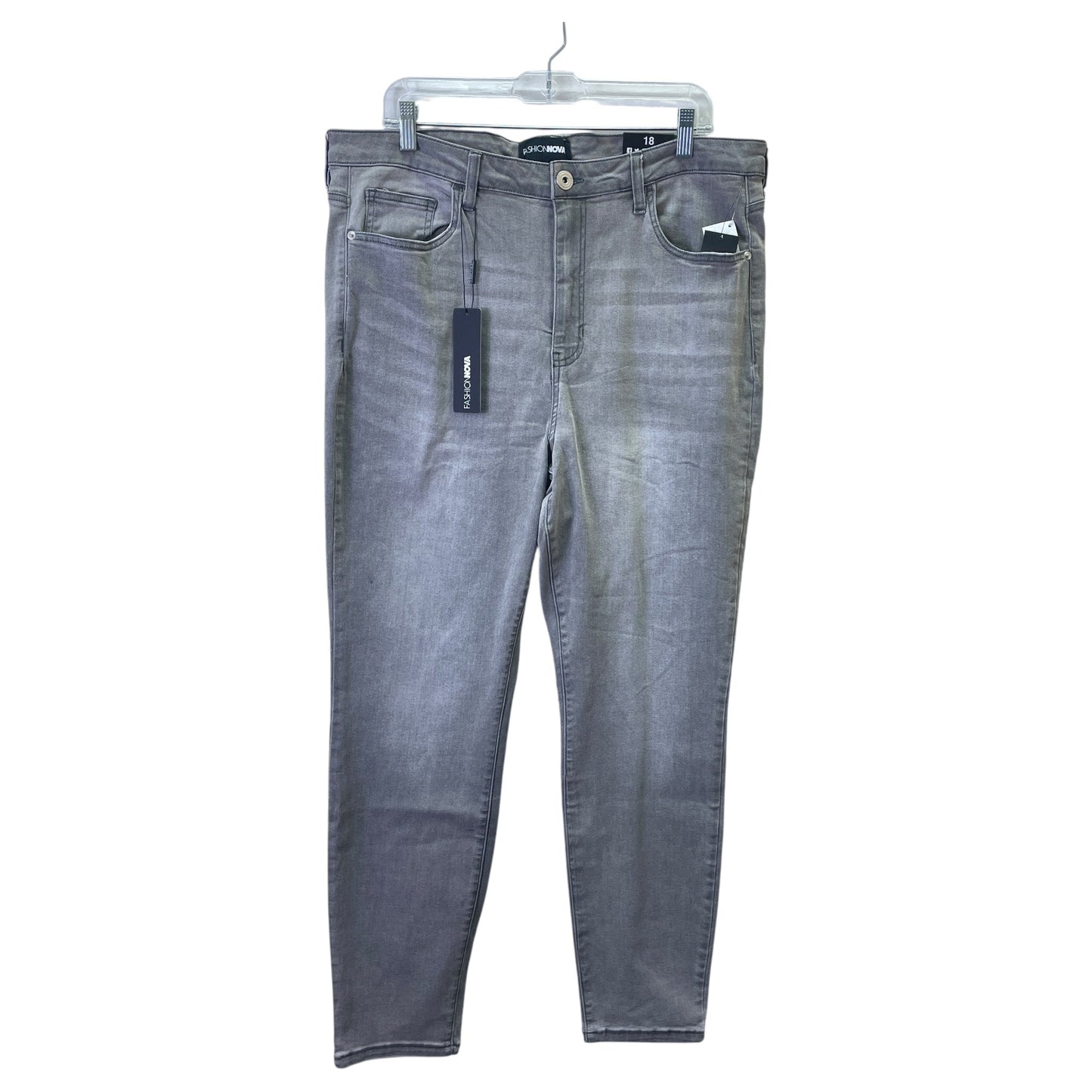 Jeans Straight By Fashion Nova In Grey Denim, Size:18