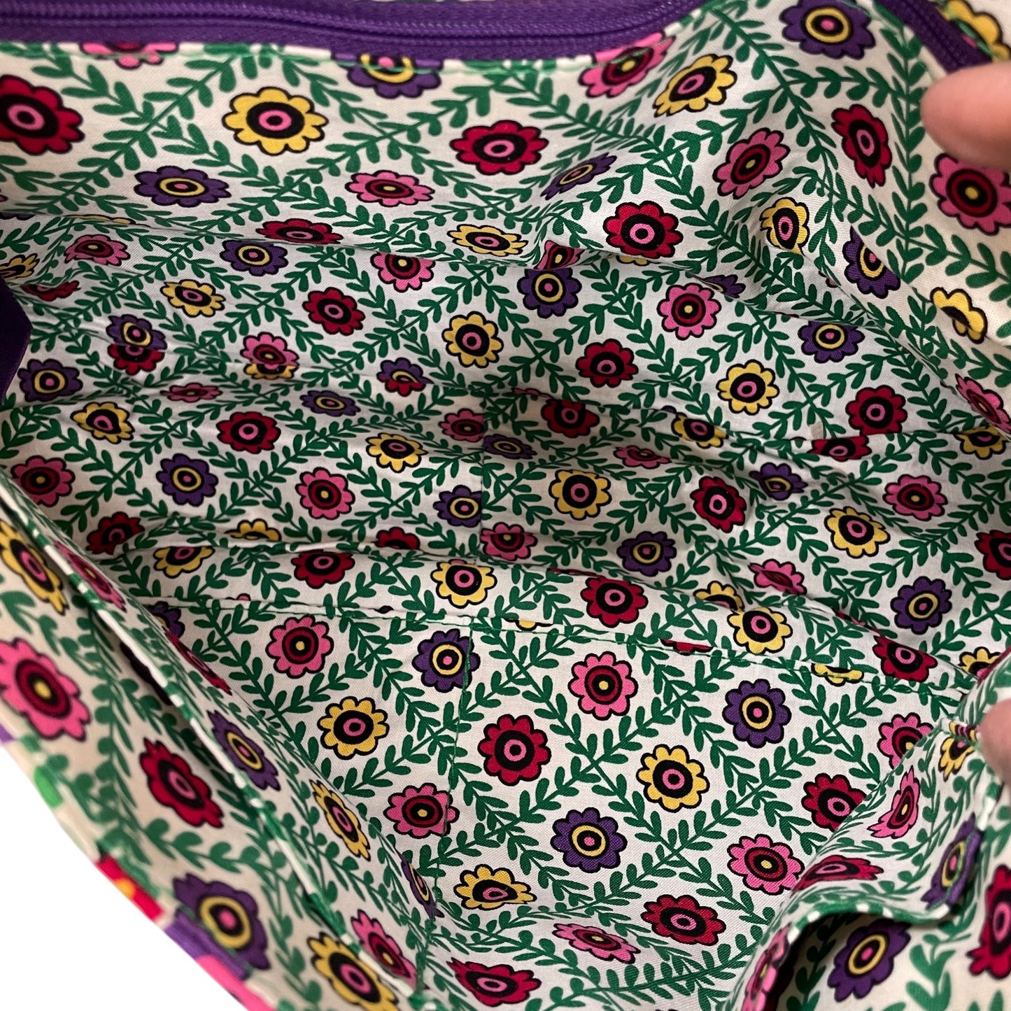 Handbag By Vera Bradley In Green & Purple, Size:Medium