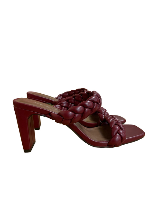 Sandals Heels Block By Soda In Maroon, Size:7