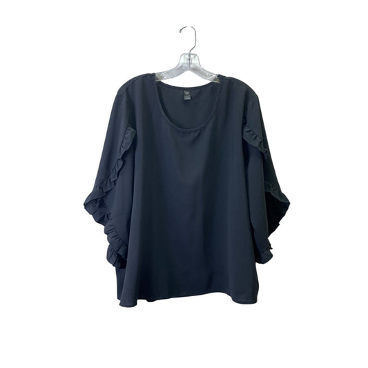 Top 3/4 Sleeve Basic By Shein In Black, Size:2X