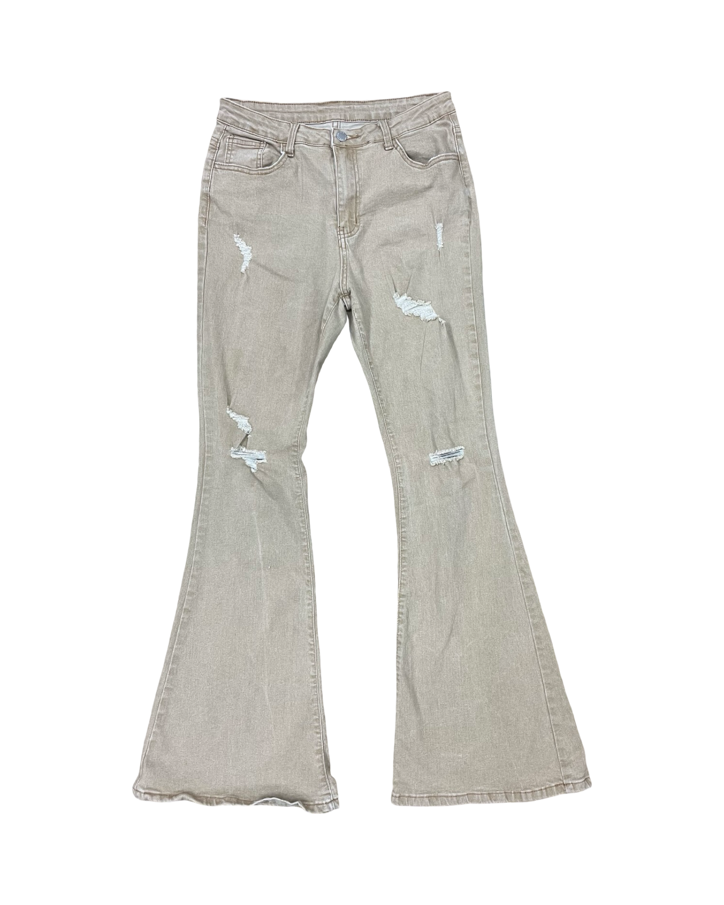 Jeans Flared By Shein In Tan Denim, Size:10