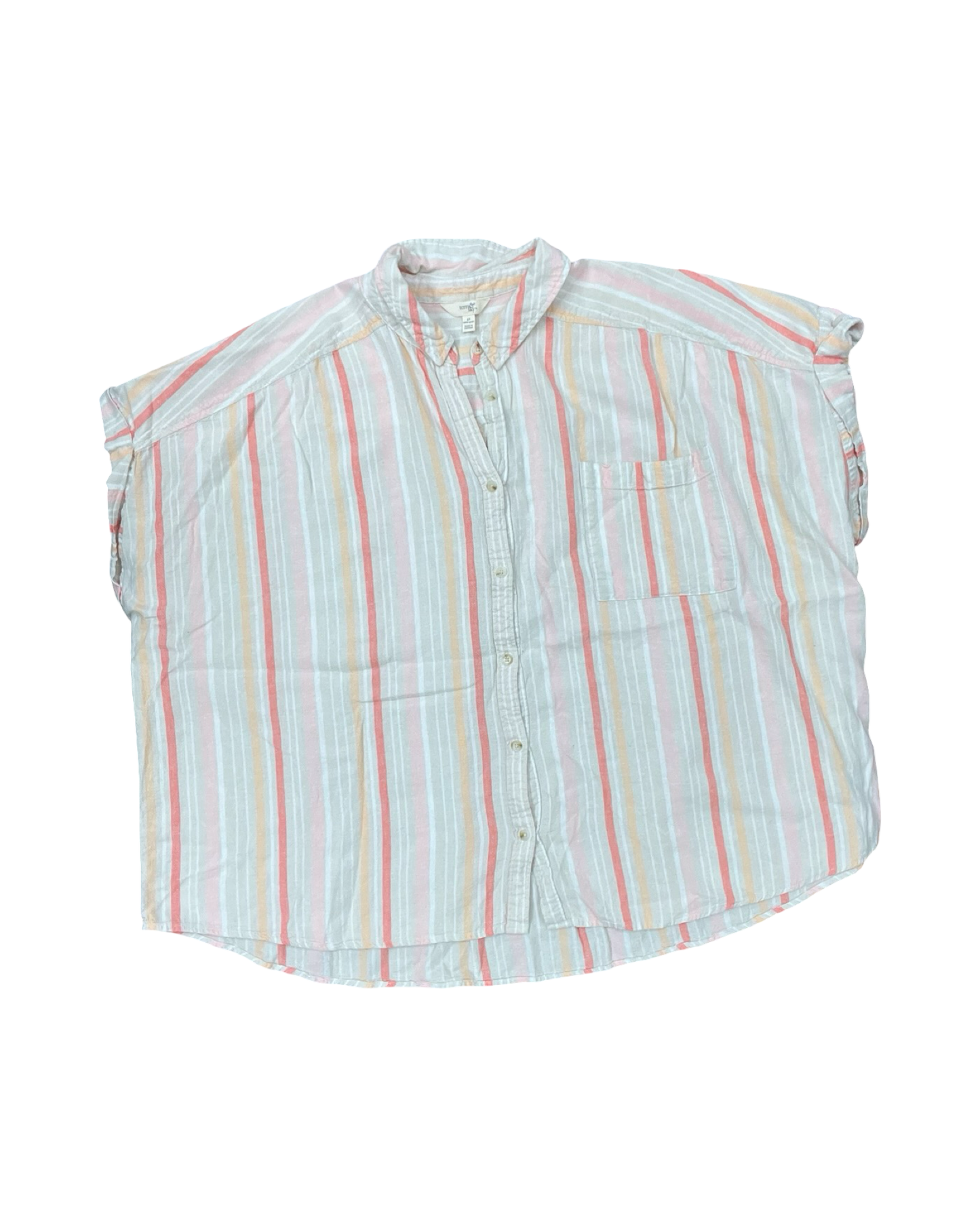 Blouse Ss By Terra & Sky In Cream & Pink, Size:4X