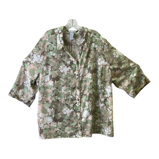 Top 3/4 Sleeve By Catherines In Green, Size:2X