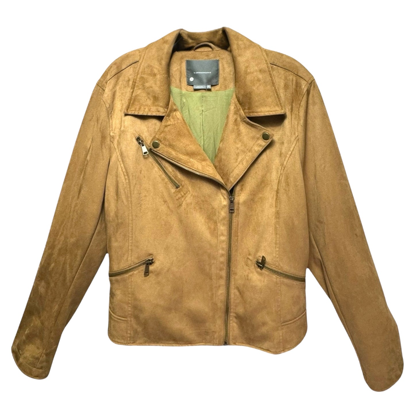 Leather Moto Jacket By Anthropologie In Tan, Size: XL