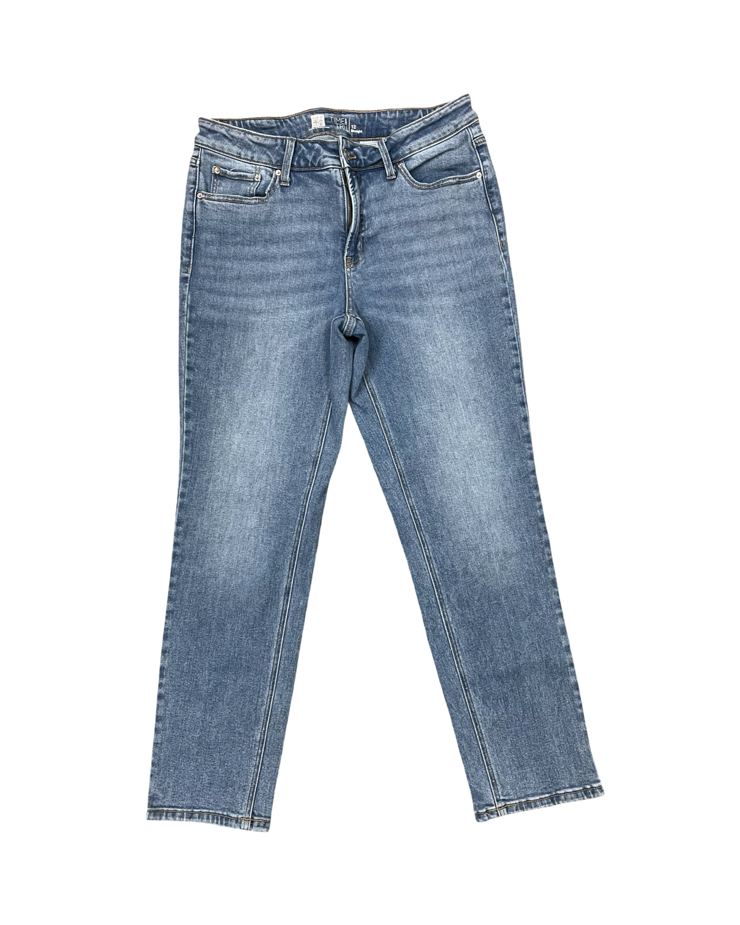 Jeans Straight By Time And Tru In Blue Denim, Size:12