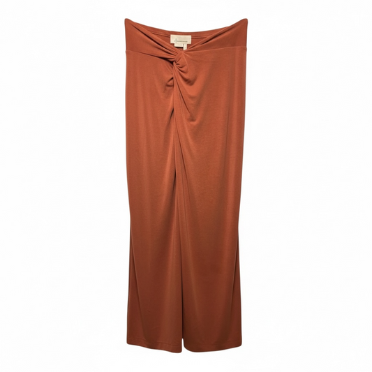 Junie High Waist Midi Skirt Pull-on By Anthropologie In Terra Cotta, Size: XL