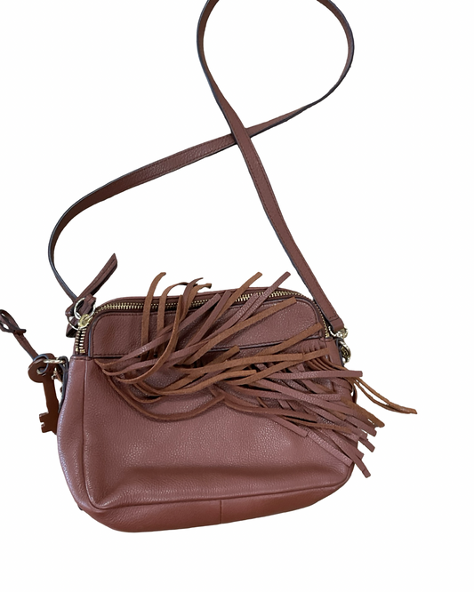 Crossbody Leather By Fossil In Brown, Size:Medium