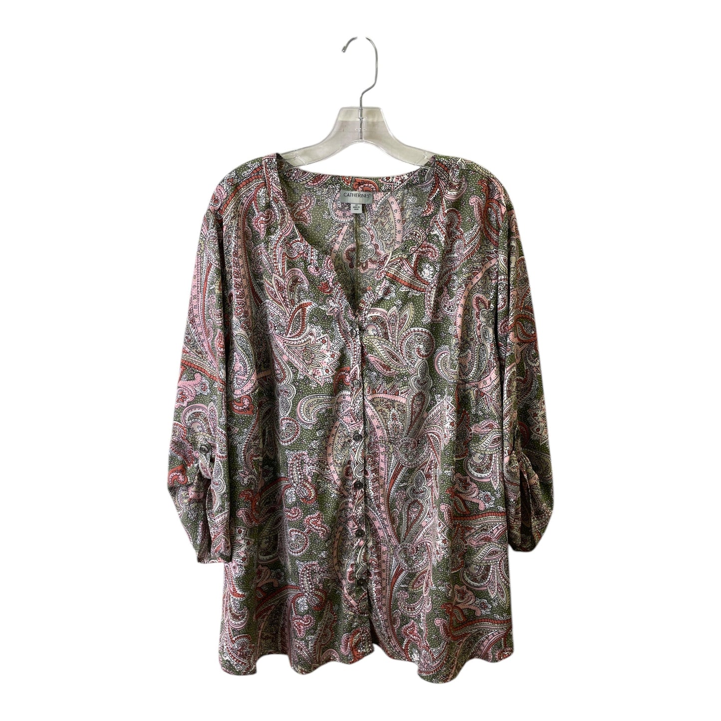 Top 3/4 Sleeve By Catherines In Pink, Size:2X