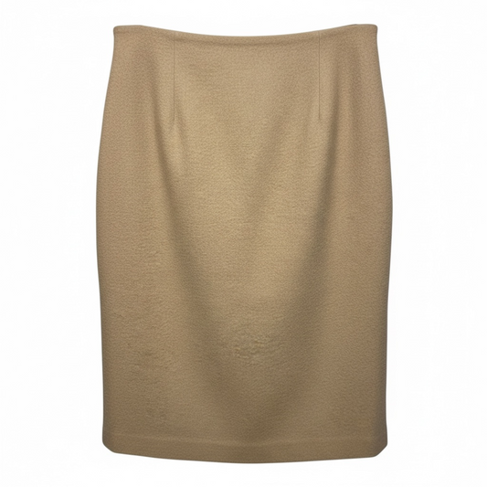Wool Midi Skirt By Brooks Brothers In Tan, Size: 8
