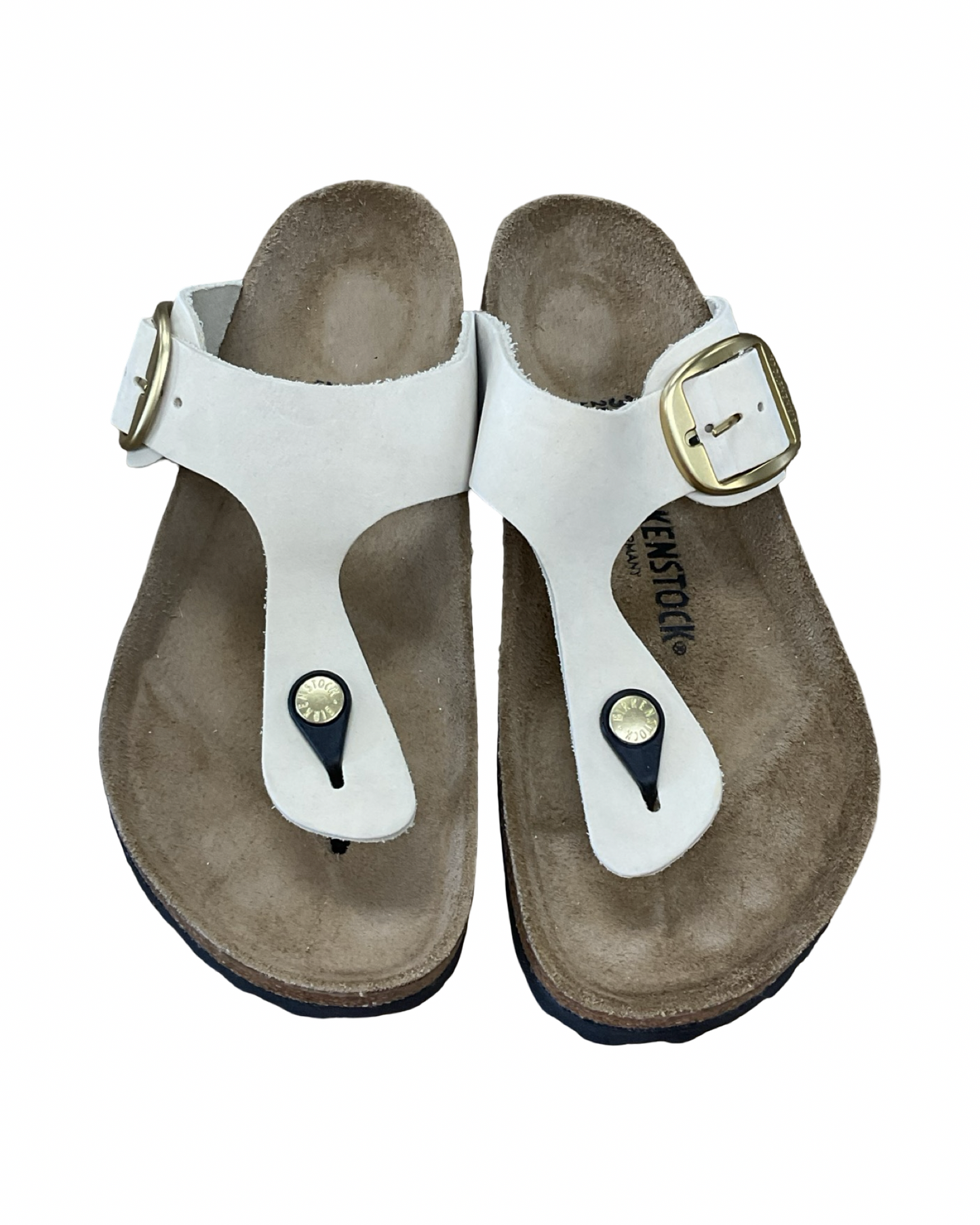Sandals Flats By Birkenstock In Cream, Size:8