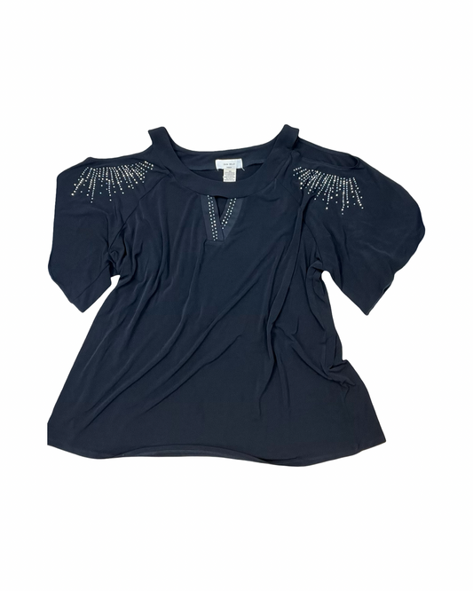 Blouse Ss By Clothes Mentor In Black, Size:3X