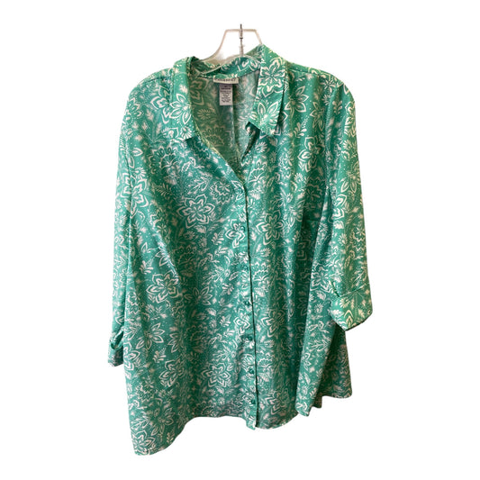 Top 3/4 Sleeve By Catherines In Aqua, Size:2X