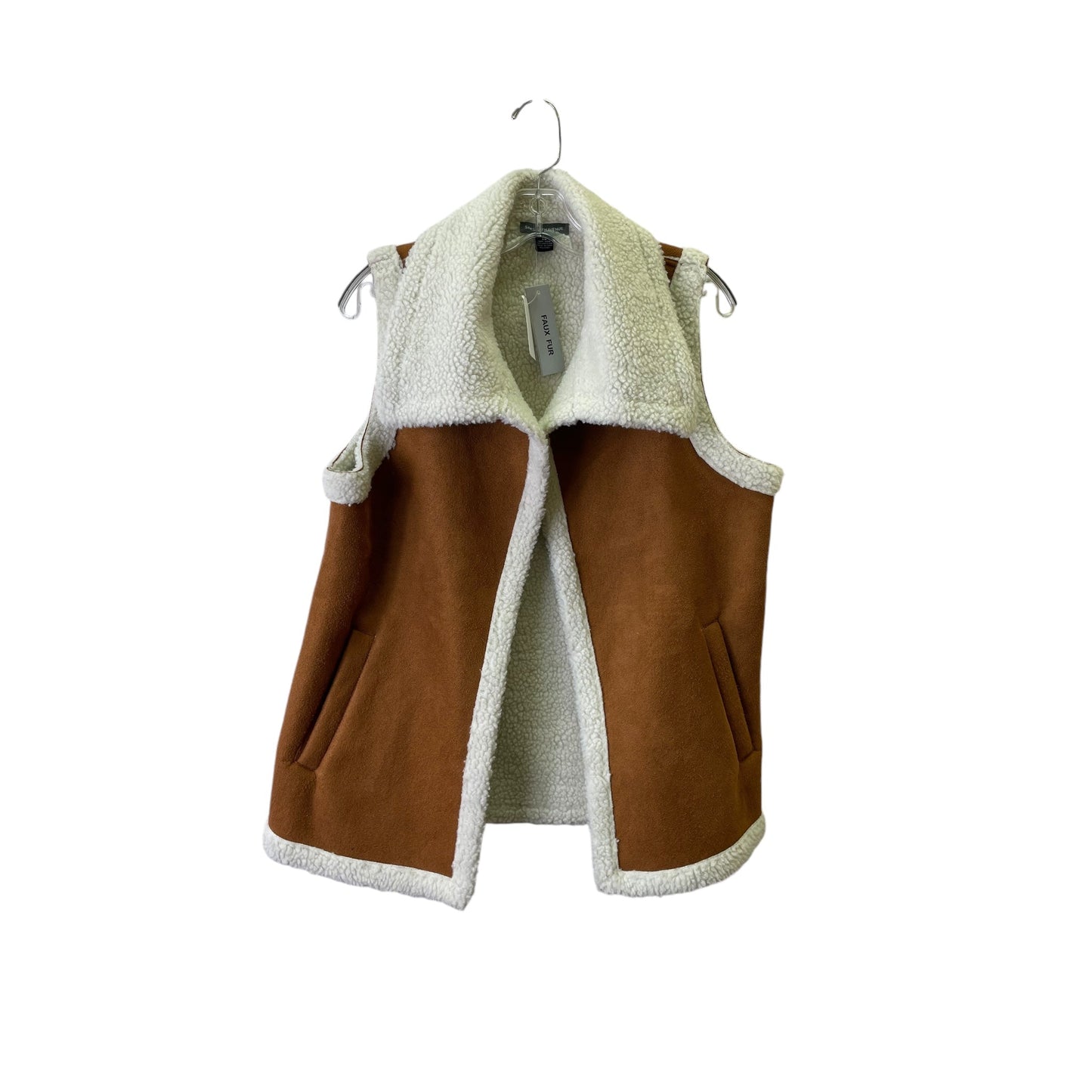 Vest Faux Fur & Sherpa By Saks Fifth Avenue In Brown & Cream, Size:S