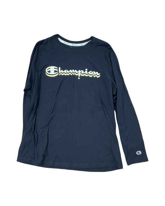 Athletic Top Ls Crewneck By Champion In Black, Size:1X