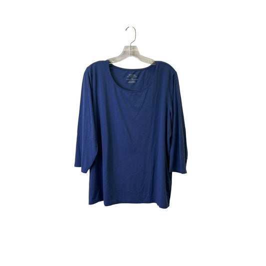 Top 3/4 Sleeve Basic By Chicos In Blue, Size:Xl