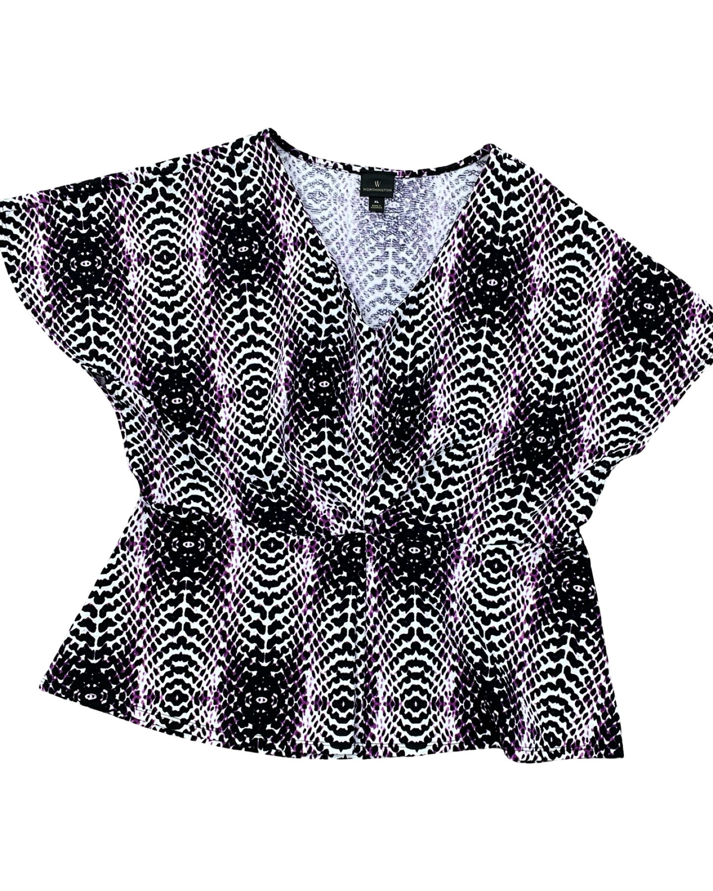 Top Ss By Worthington In Black & Purple, Size:Xl