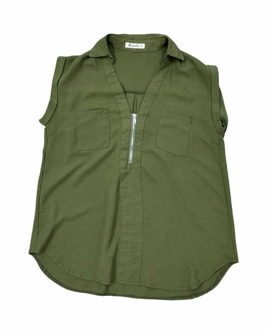 Blouse Ss By Clothes Mentor In Green, Size:Xl