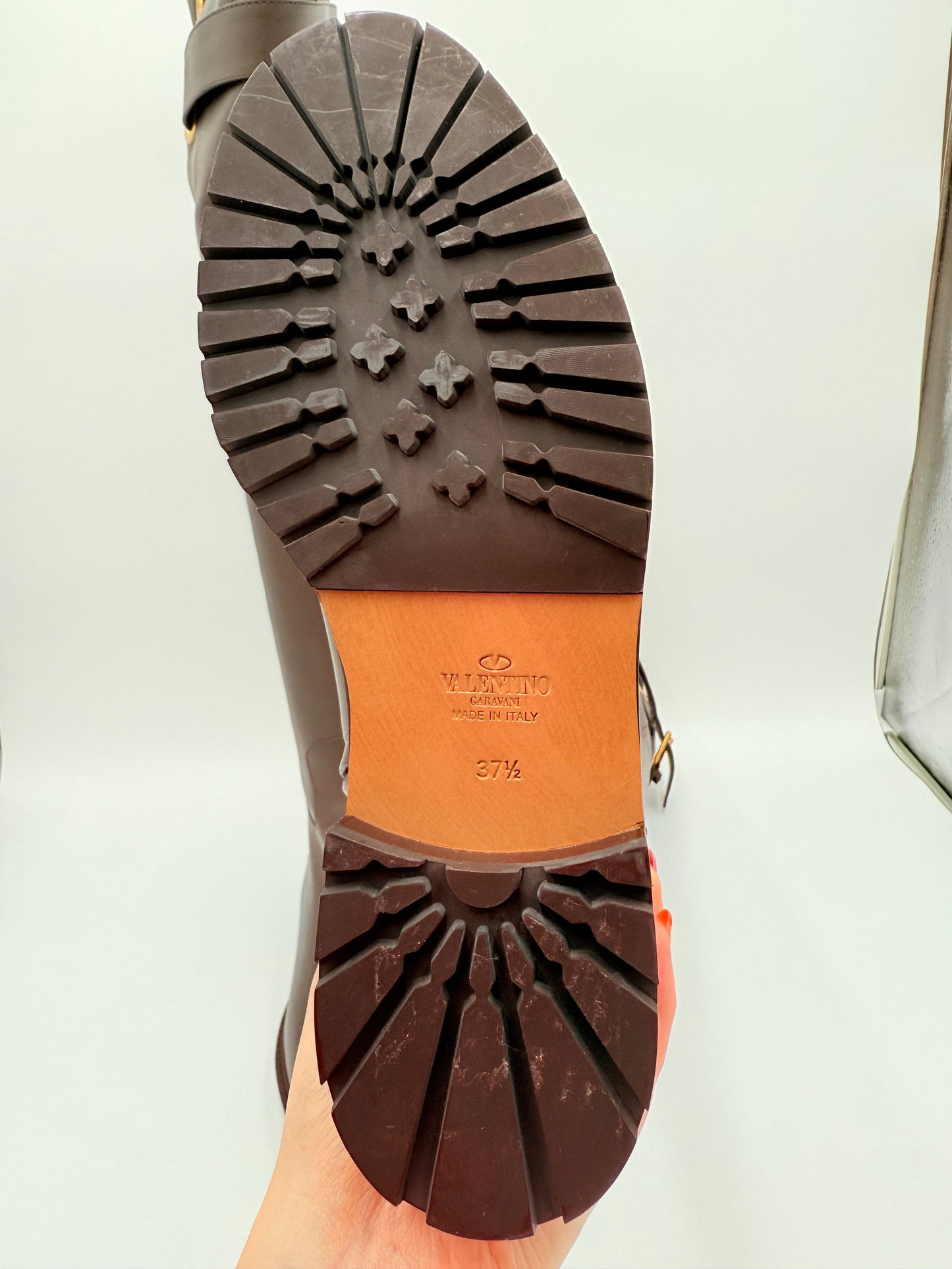 Boots Luxury Designer By Valentino-garavani In Brown, Size: 7.5