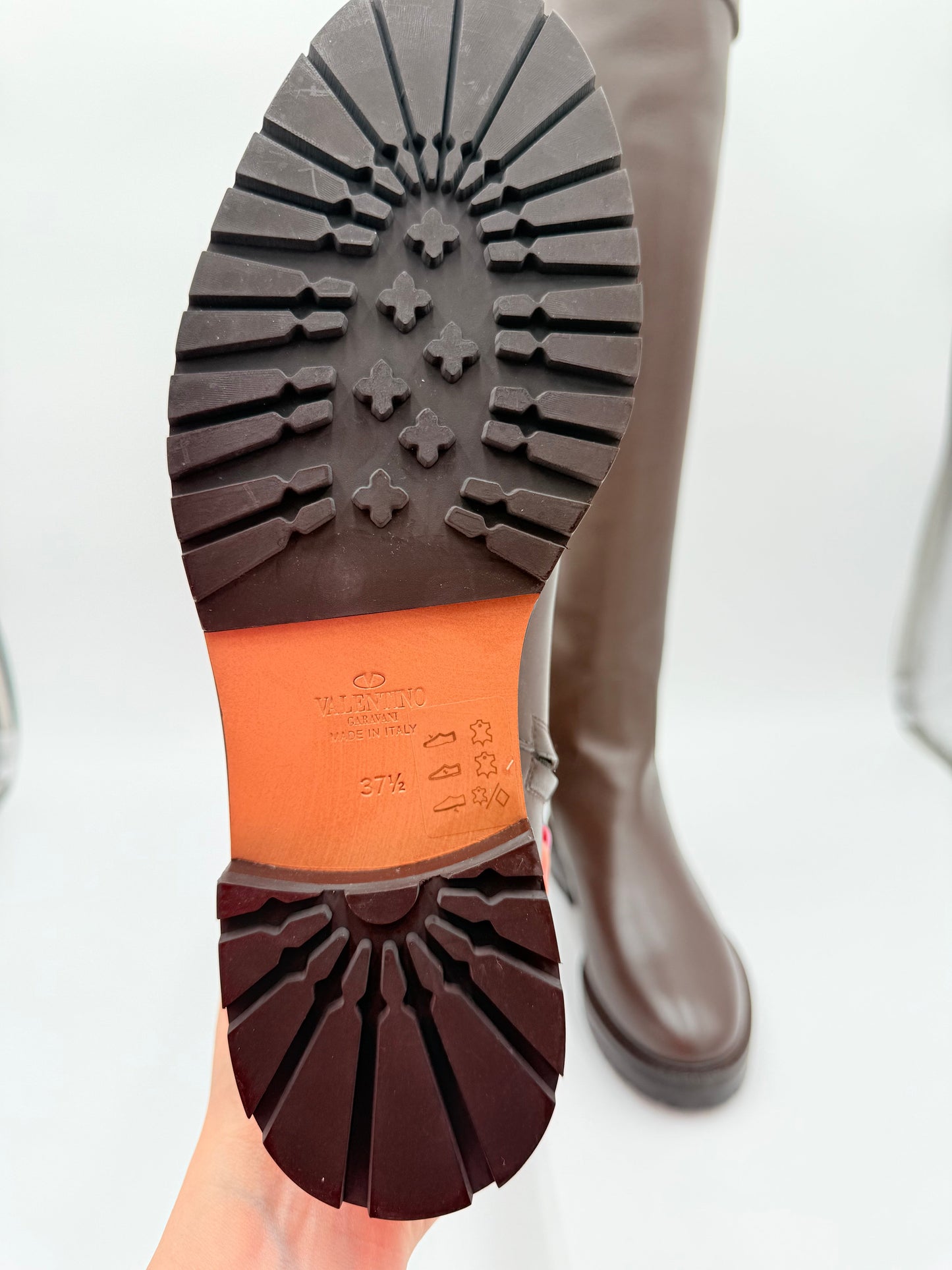 Boots Luxury Designer By Valentino-garavani In Brown, Size: 7.5