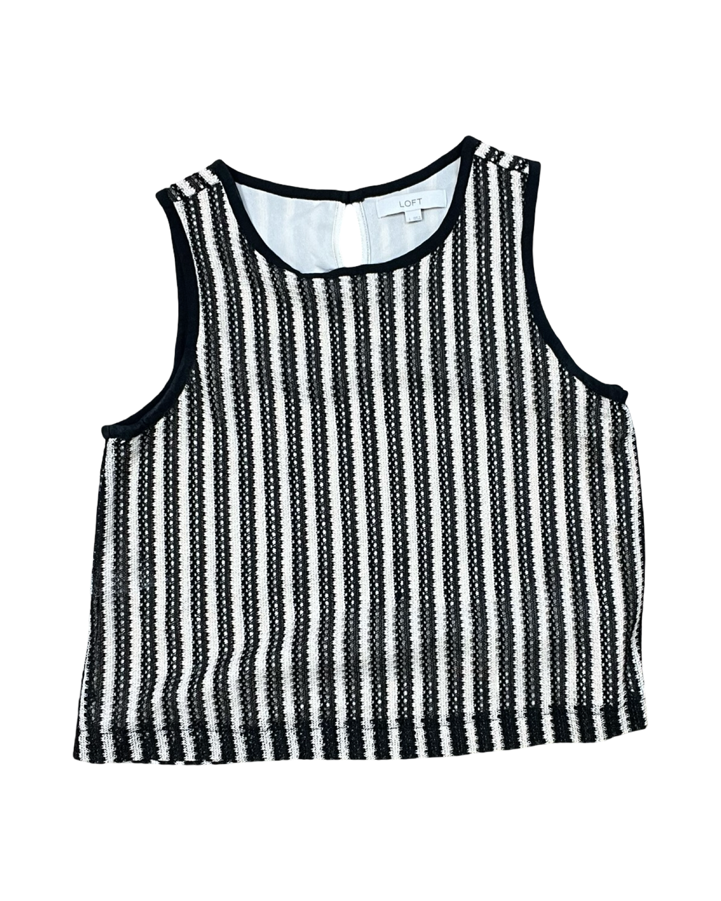 Top Sleeveless By Loft In Black & Cream, Size:L