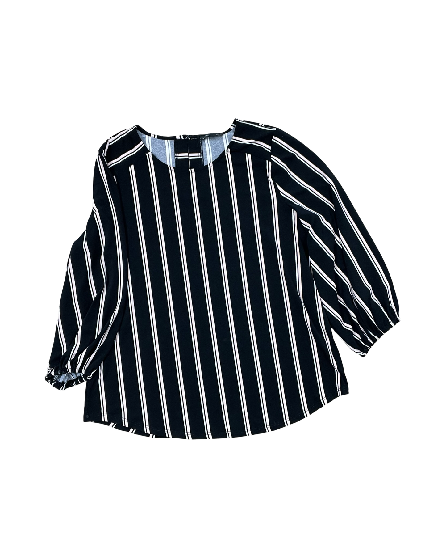 Top 3/4 Sleeve By Adrianna Papell In Black & Pink, Size:L