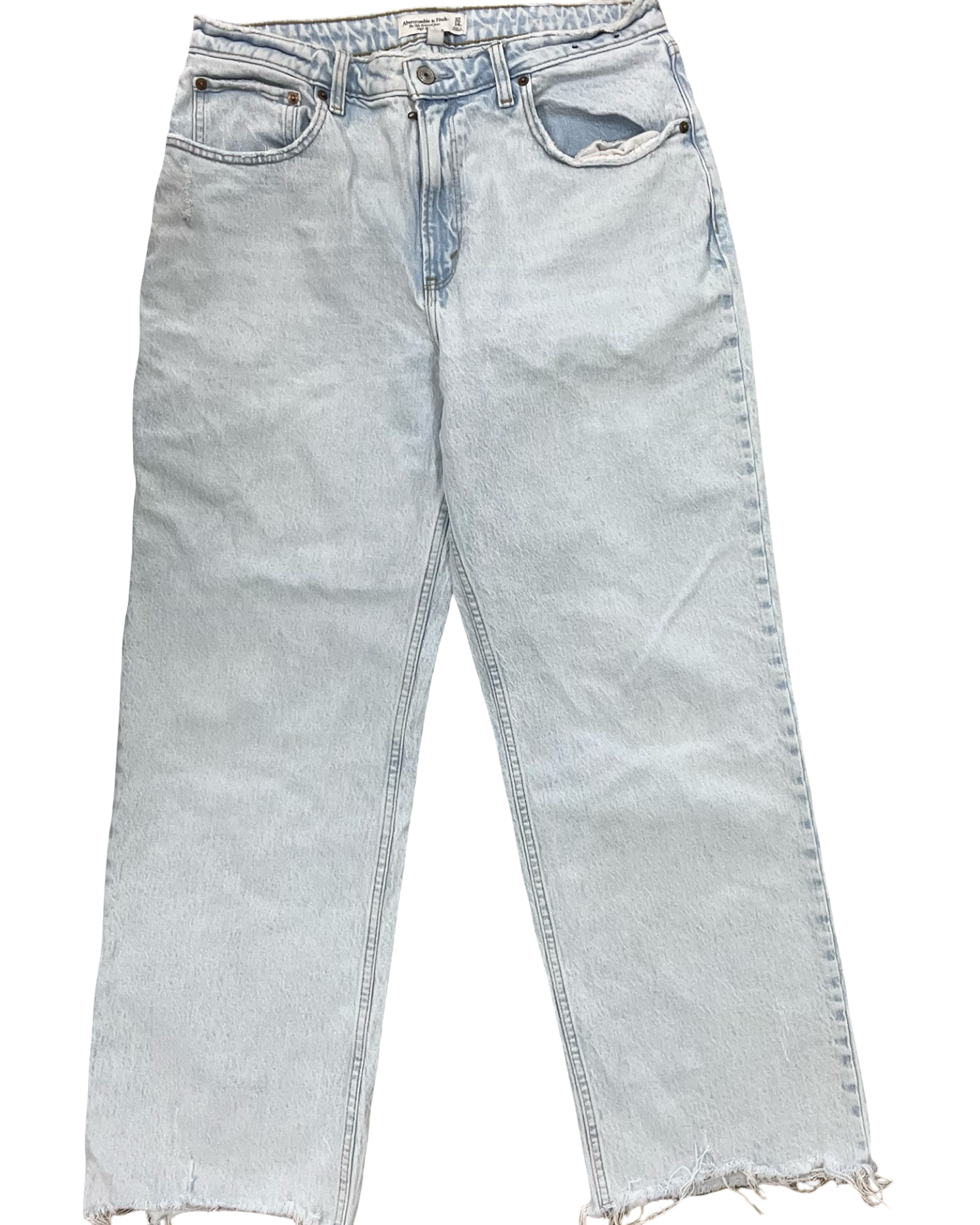 Jeans Straight By Abercrombie And Fitch In Blue Denim, Size:14