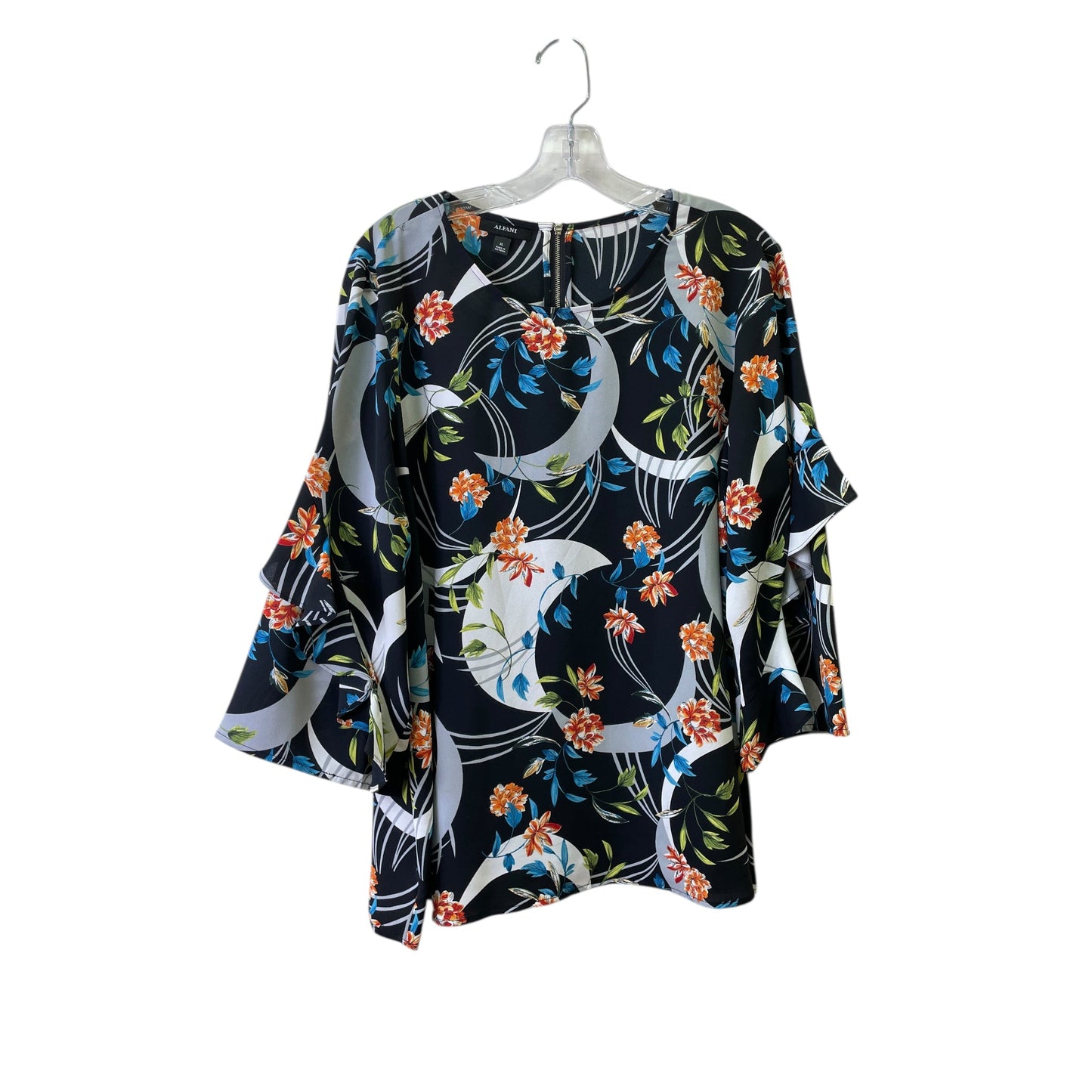Top 3/4 Sleeve By Alfani In Black & Blue, Size:Xl