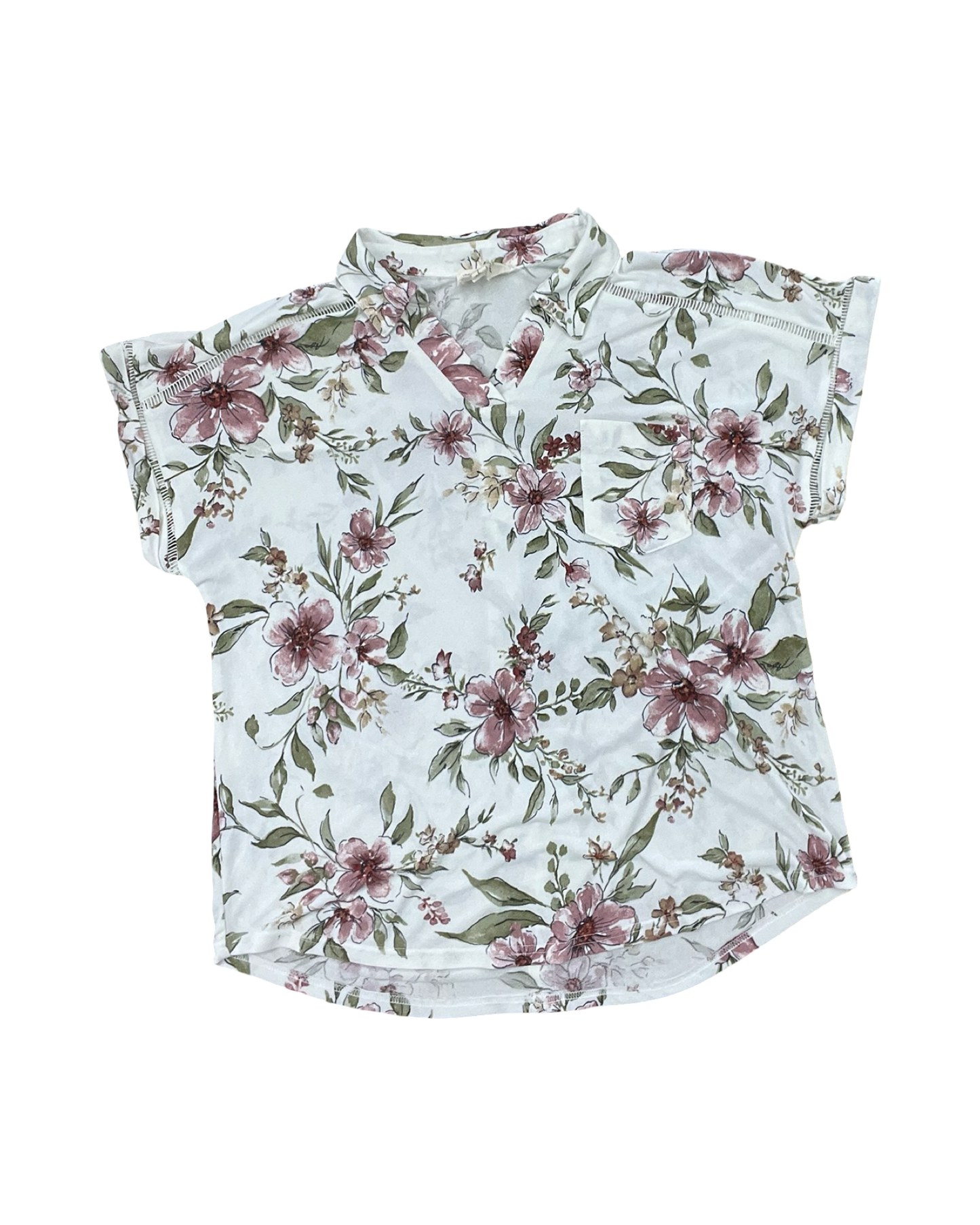 Top Ss By Clothes Mentor In Floral Print, Size:L