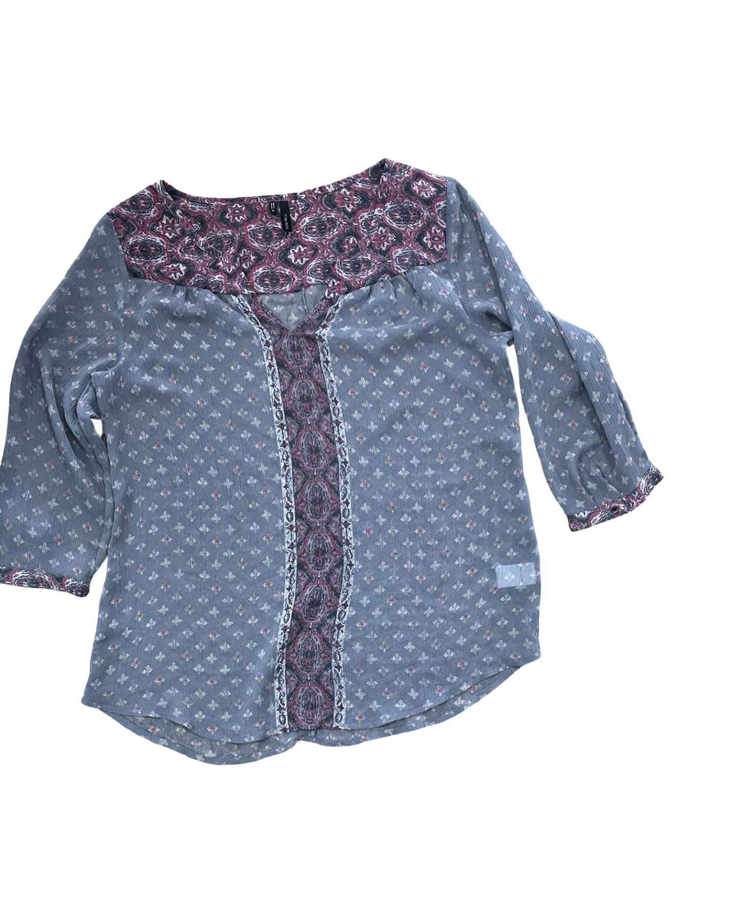 Top 3/4 Sleeve By Maurices In Grey & Pink, Size:M