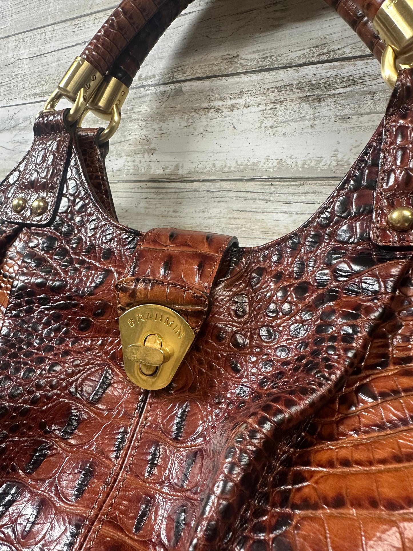 Handbag Designer By Brahmin In Brown, Size:Large