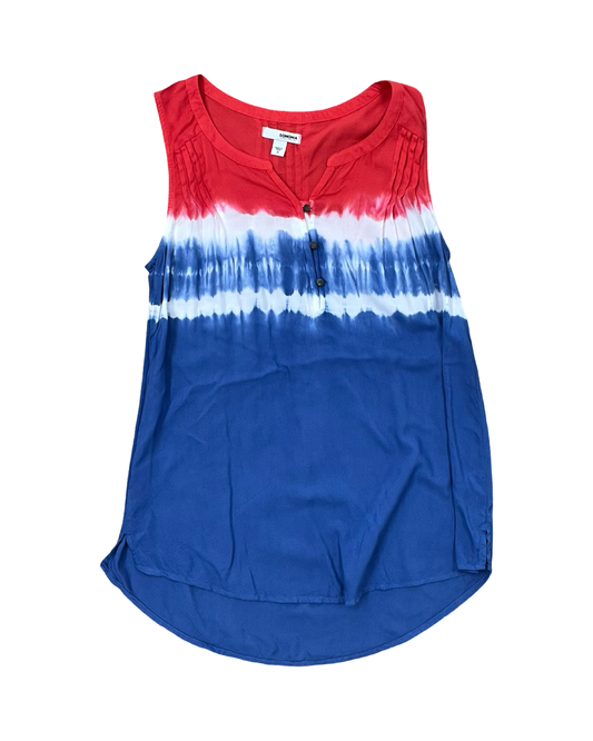 Top Sleeveless By Sonoma In Blue Red & White, Size:S