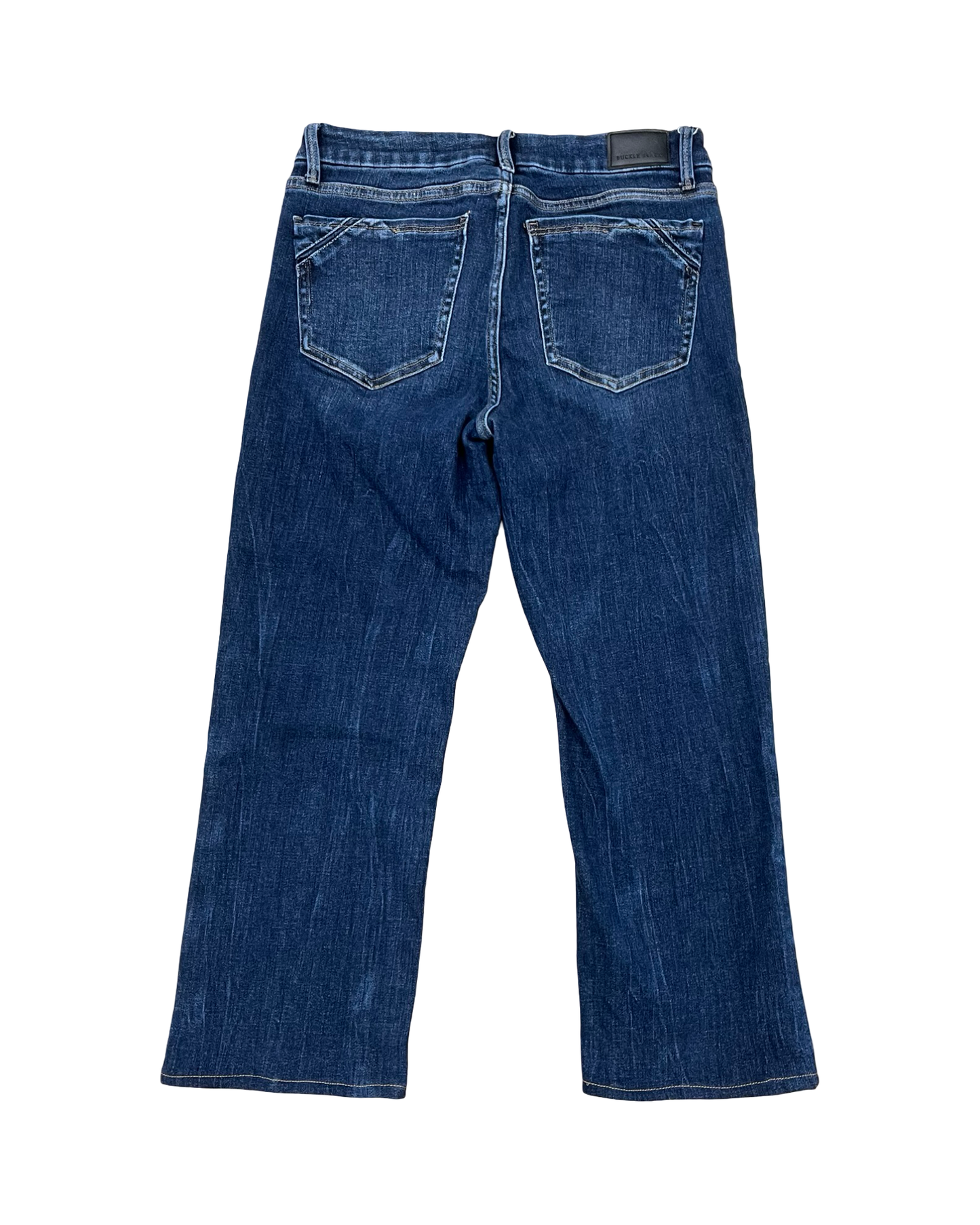 Jeans Cropped By Buckle Black In Blue Denim, Size:6