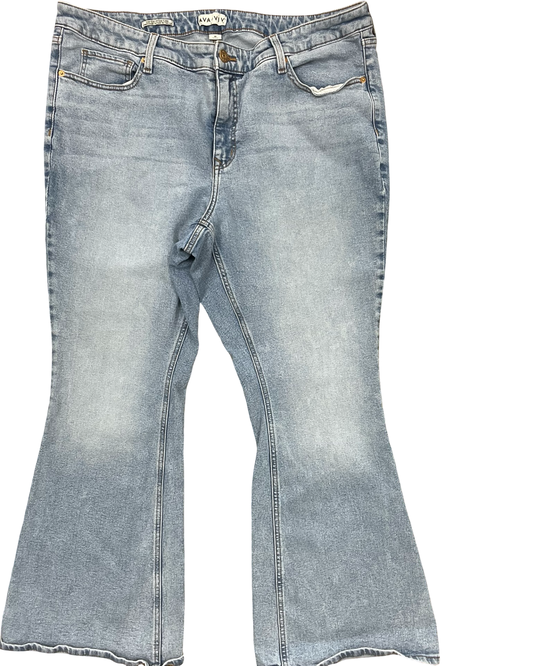 Jeans Flared By Ava & Viv In Blue Denim, Size:20